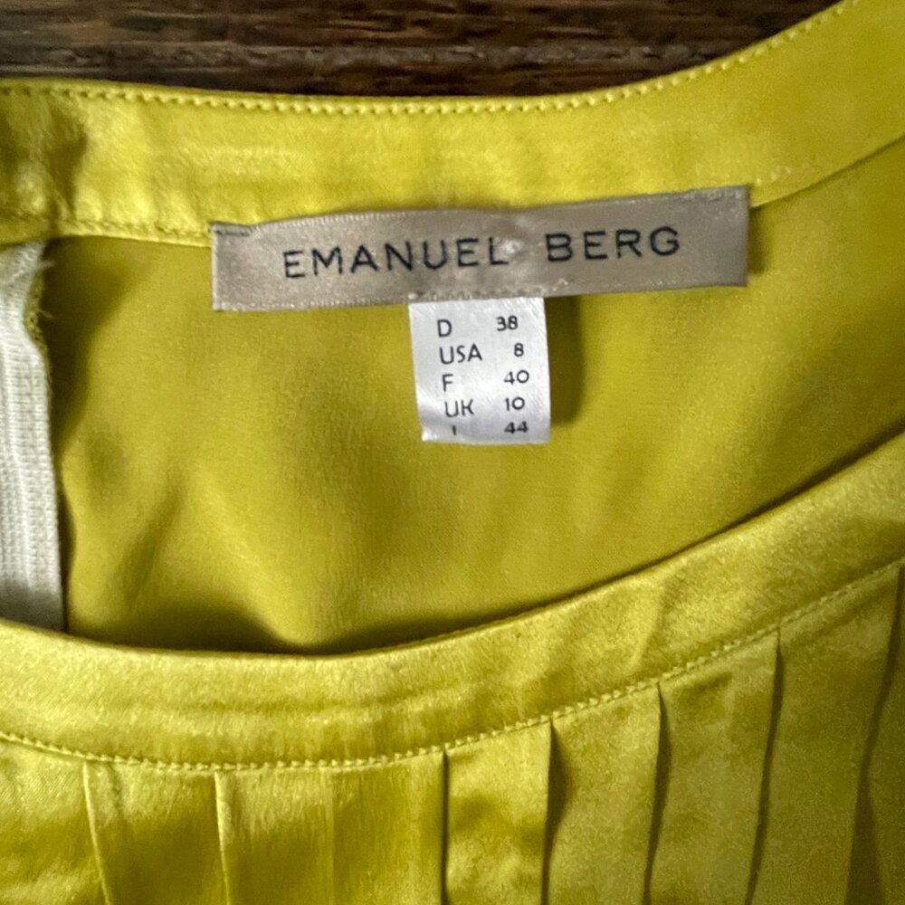 Stunning Emanuel Berg Citrine Yellow 100% Silk Short Sleeve Blouse-8 - Picture 2 of 9